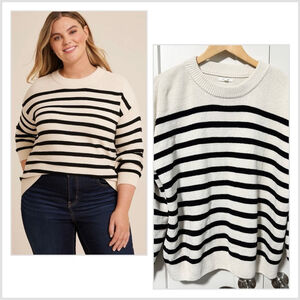 Maurices chenille Striped Black and White Sweater size 1X
